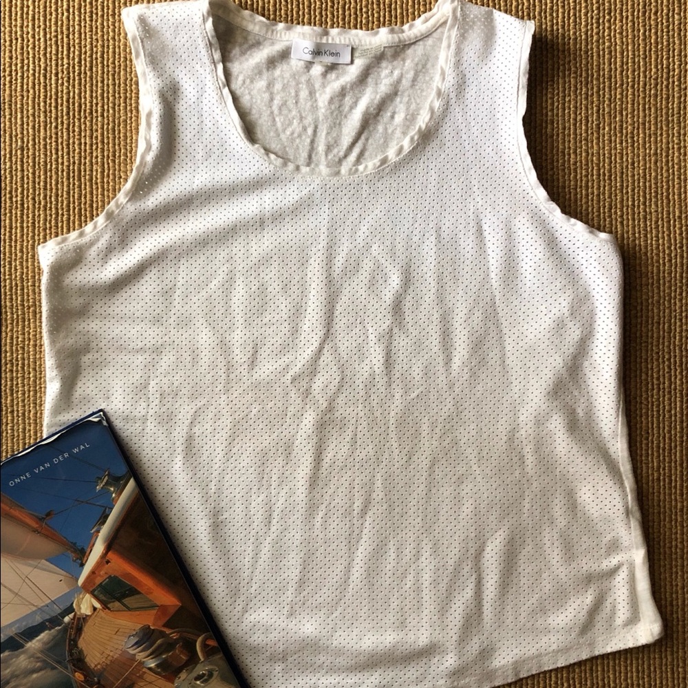 Calvin Klein white casual perforated tank top